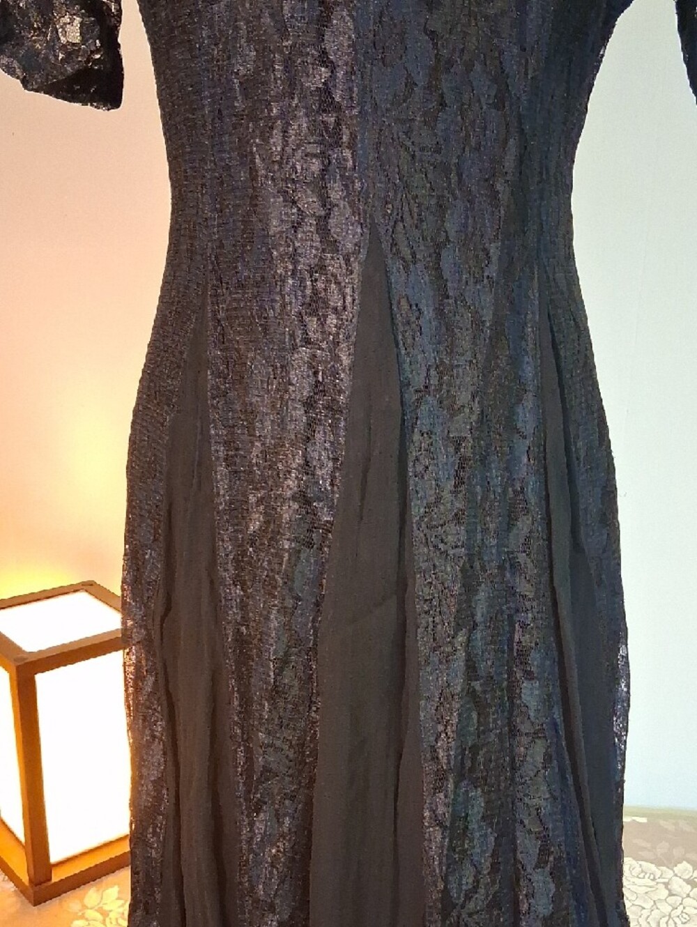 Vintage American Angel Black Lace Detail Dress Size L - Picture 5 of 8